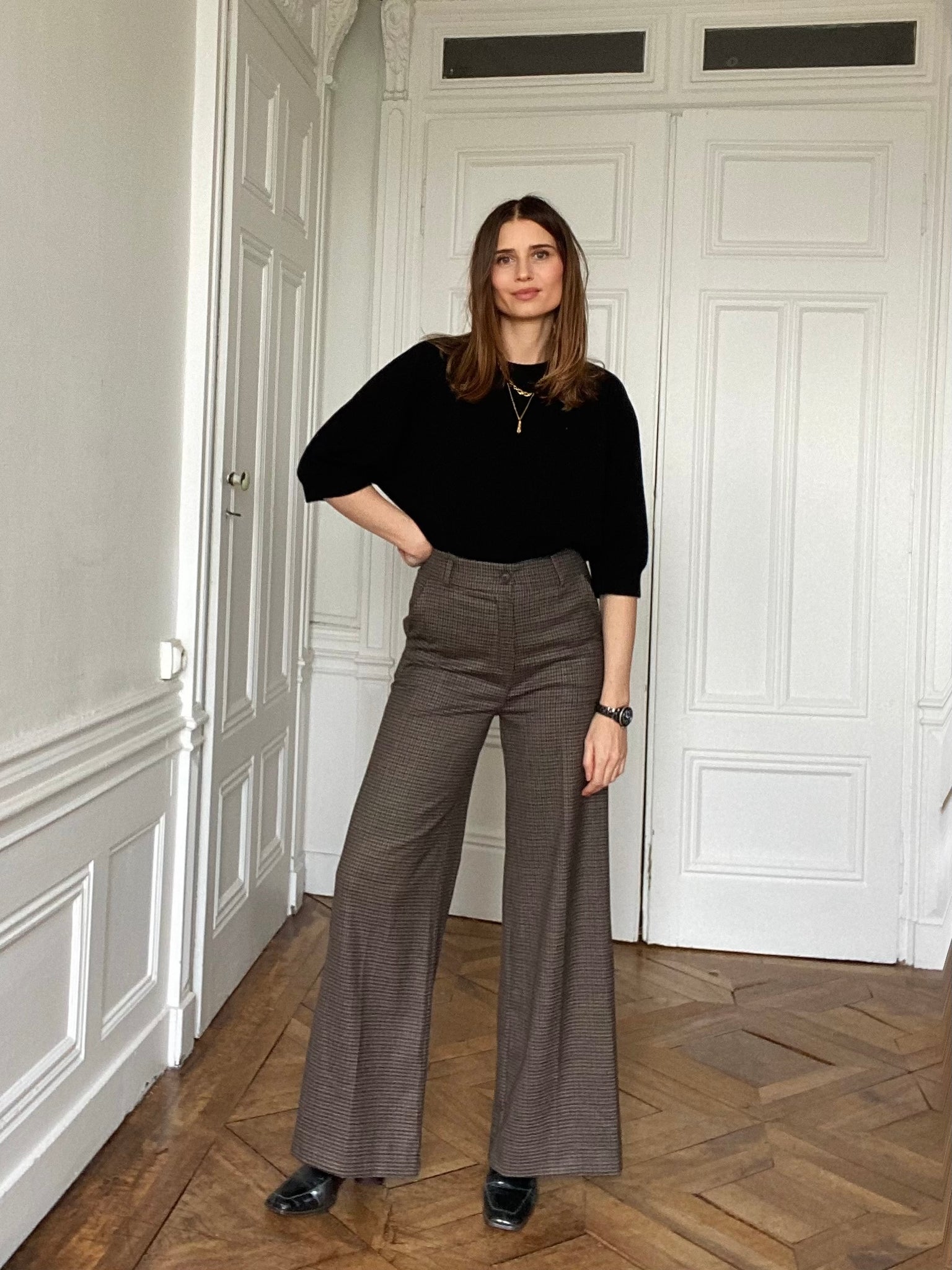 Pantalon Valeriane pied-de-poule