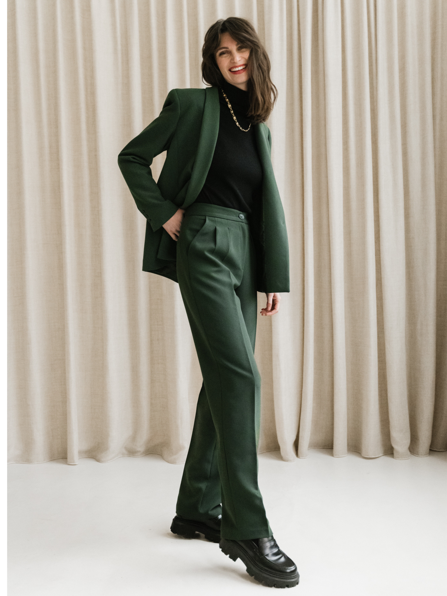 Pantalon Tailleur Valentina Vert Profond