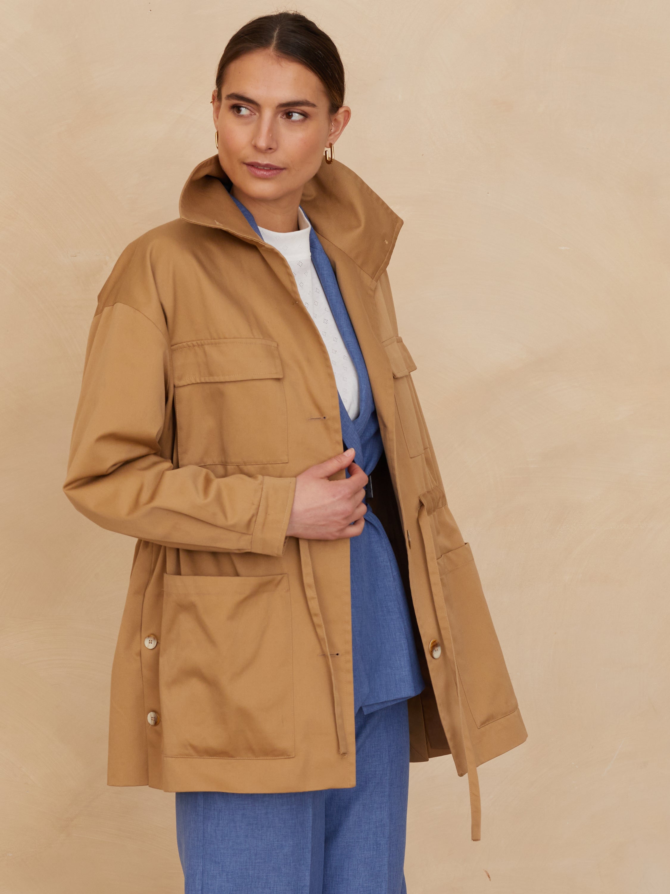 Trench Court Trench Oversize Beige Femme SAINT LAURENT Oversized